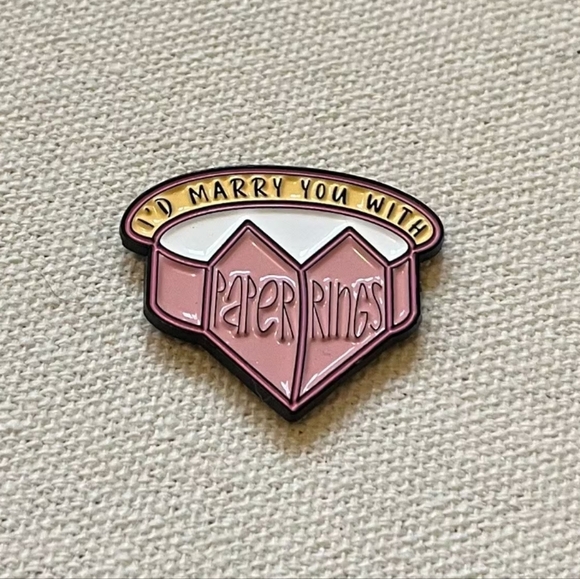 🍁2 for $20 "I'd Marry You with Paper Rings" Swiftie Pin - Picture 2 of 2